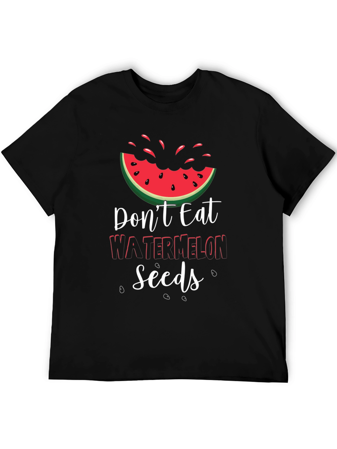 Black Funny Watermelon Seeds Graphic Tee view 5