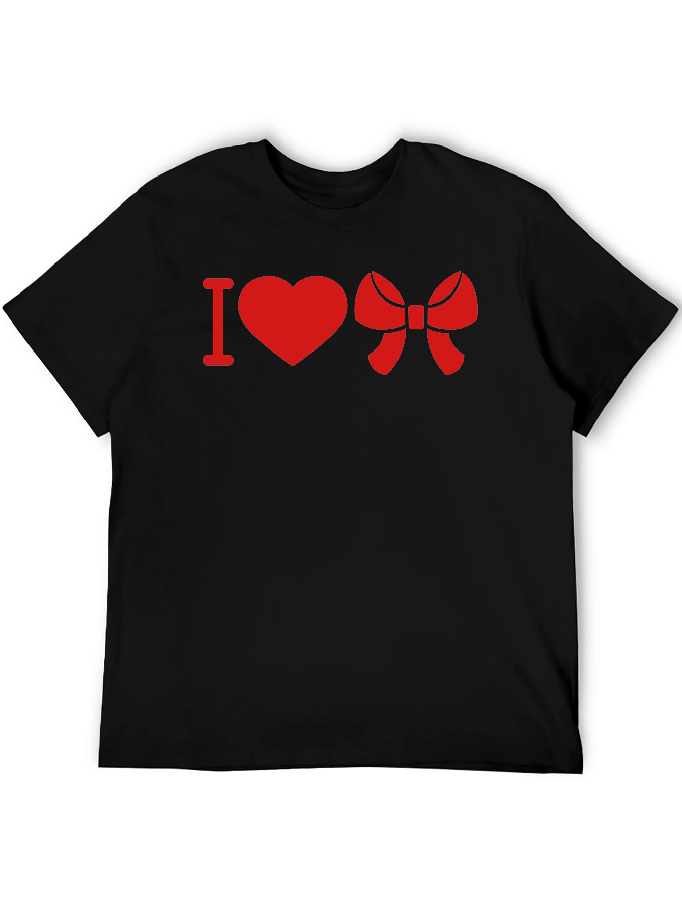 Black I Heart Bow Red Graphic T-Shirt - Casual Crew Neck Tee view 5