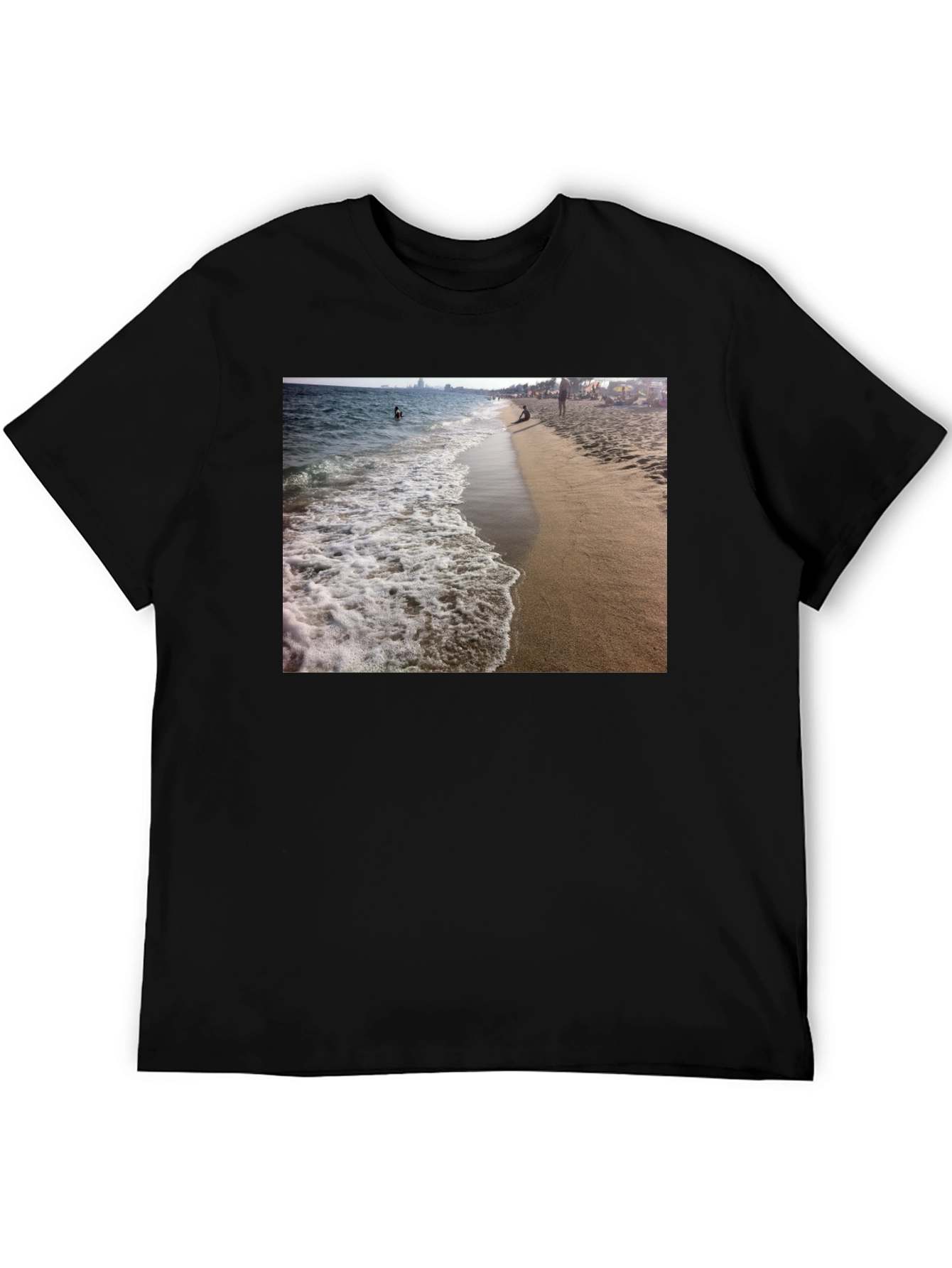 Black Beach Scene Black T-Shirt view 5