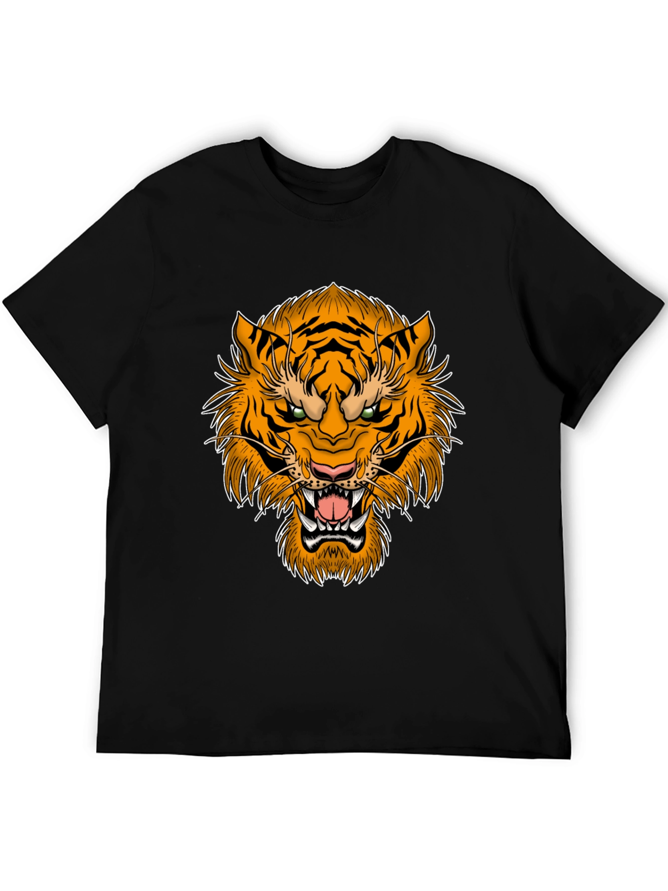 Black Bold Tiger Graphic Print Black T-Shirt view 5