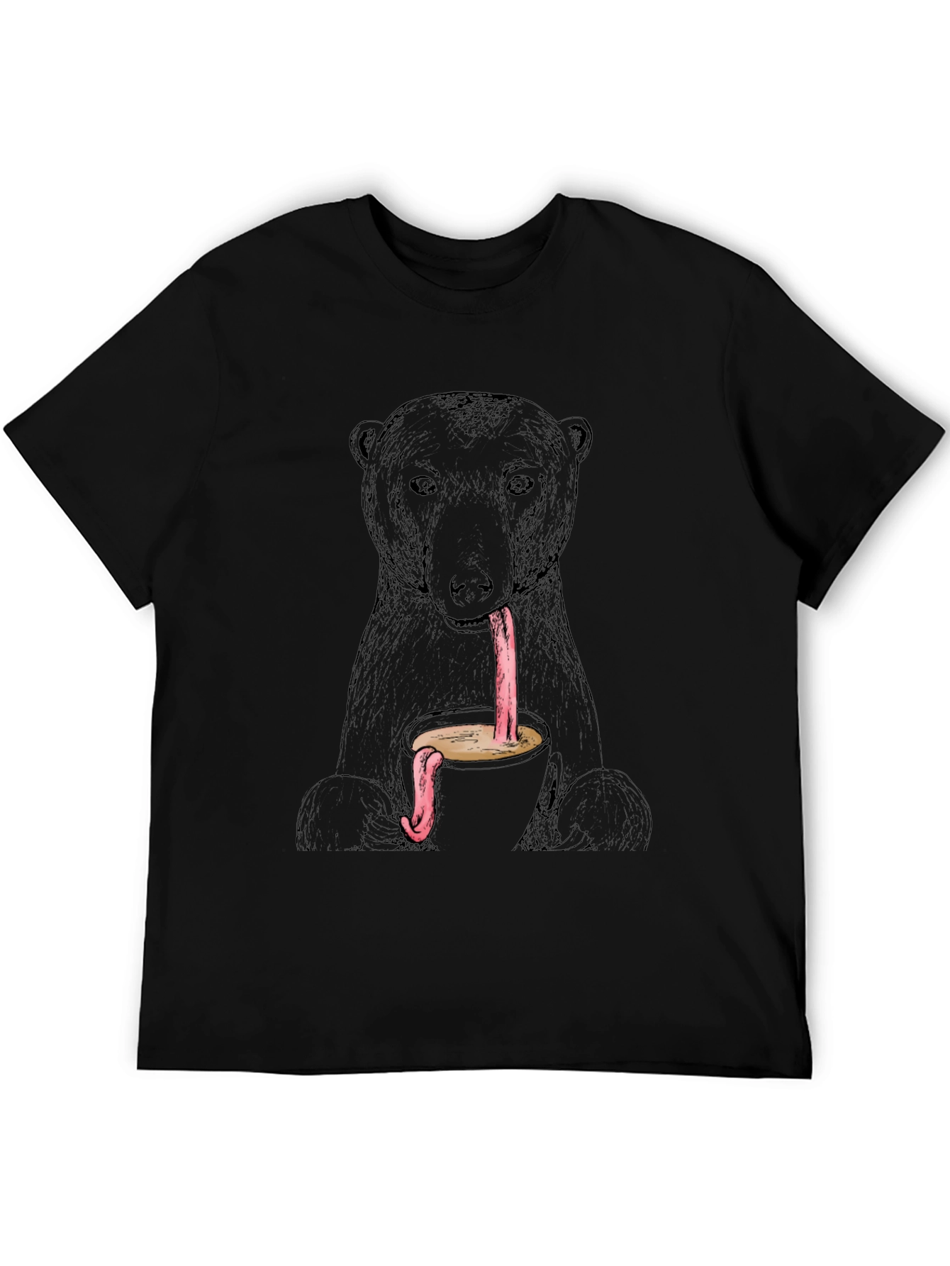 Black Bear Coffee Tongue T-Shirt - Unique Graphic Tee view 5