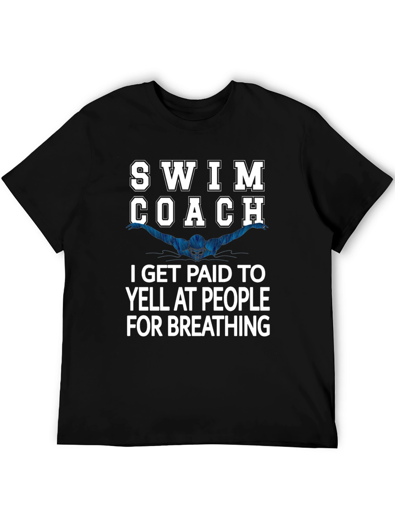 Black Swim Coach Yelling T-Shirt view 5