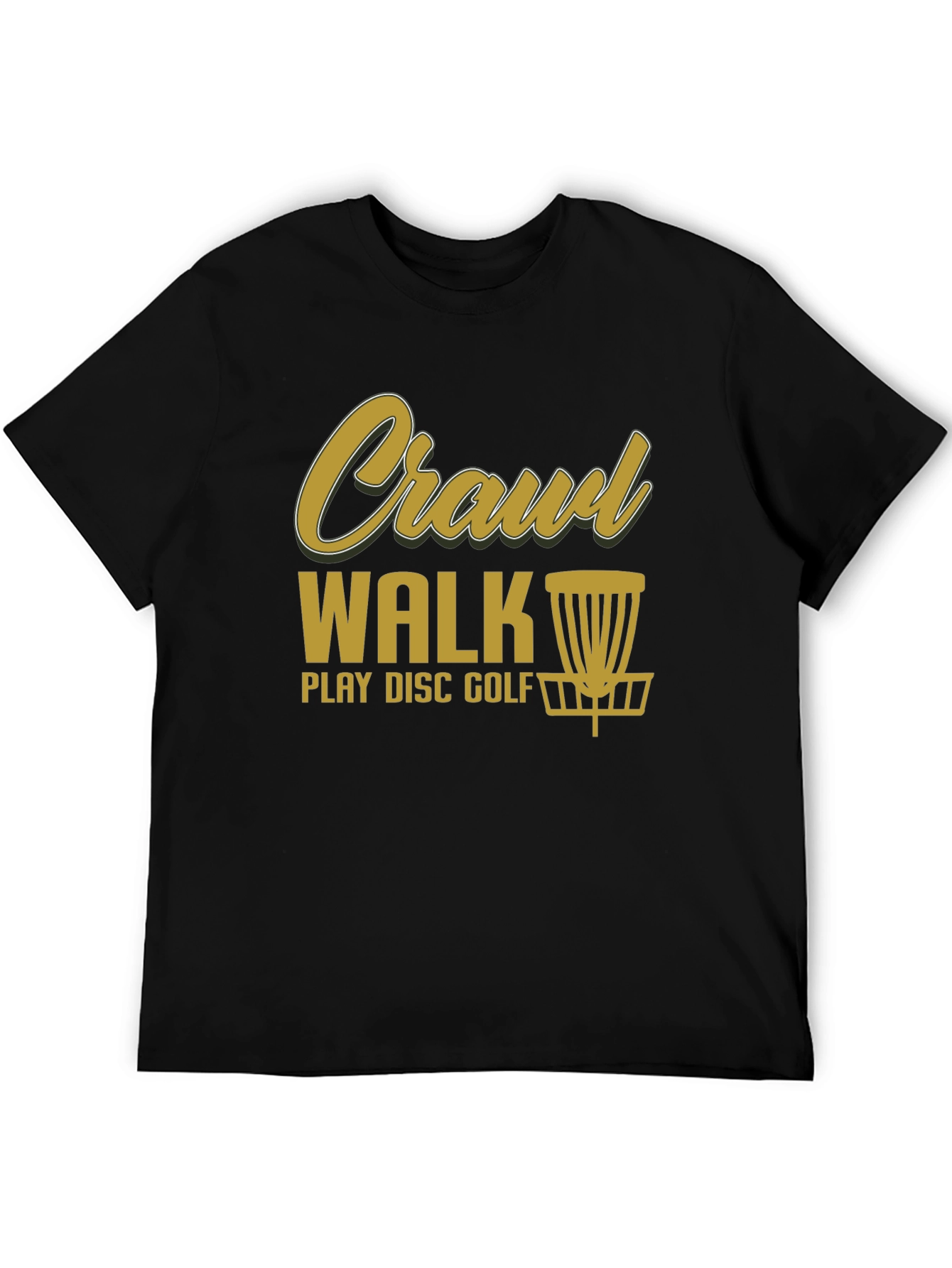 Black Crawl Walk Play Disc Golf T-Shirt view 5