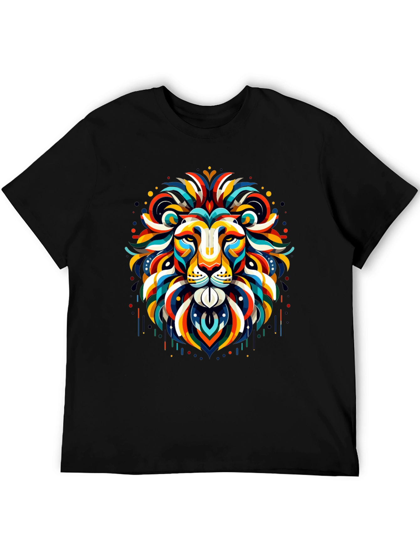 Black Vibrant Lion Graphic Tee - Bold Statement Shirt view 5