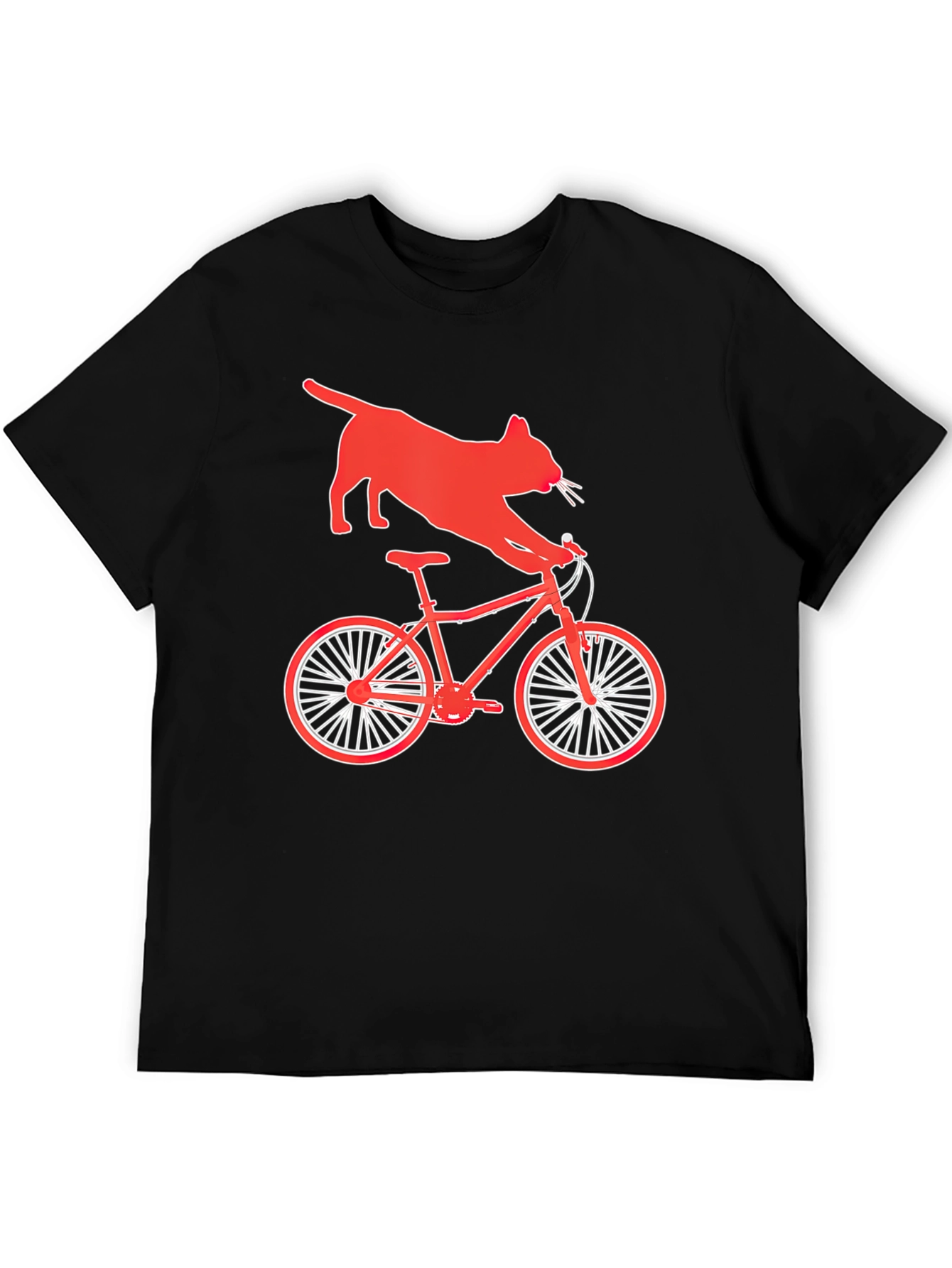 Black Cat Riding Bike Graphic T-Shirt view 5
