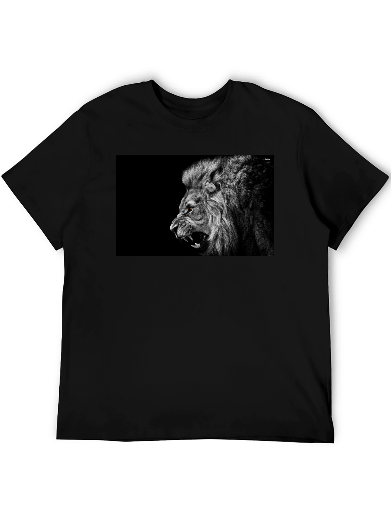 Black Roaring Lion Graphic Black T-Shirt view 5