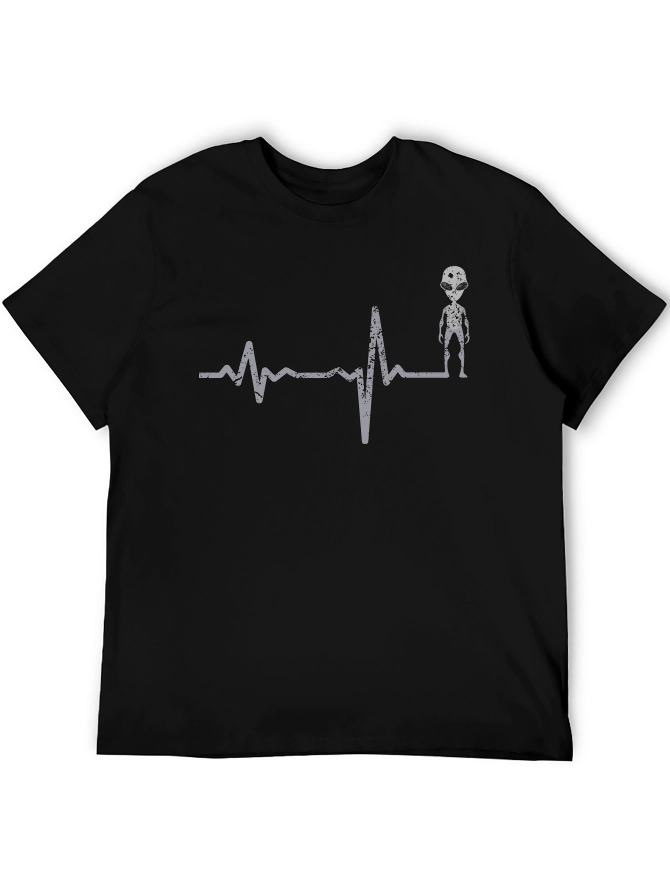 Black Alien Heartbeat T-Shirt - Men's Graphic Tee view 5