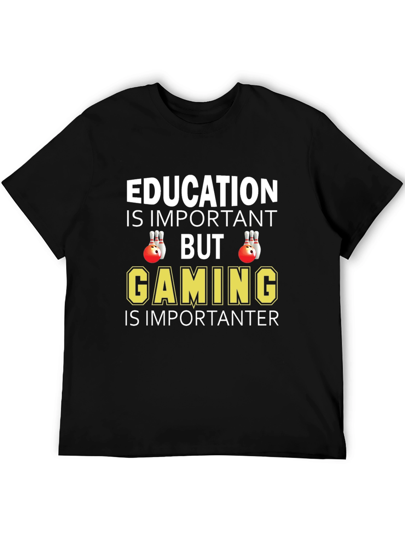 Black Education vs Gaming Graphic T-Shirt view 5