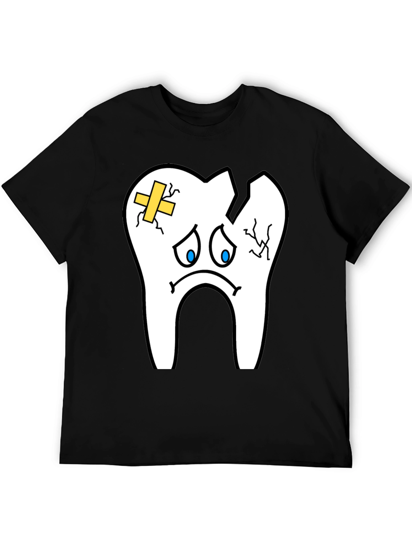 Black Sad Broken Tooth Graphic Tee - Dental Humor T-Shirt view 5