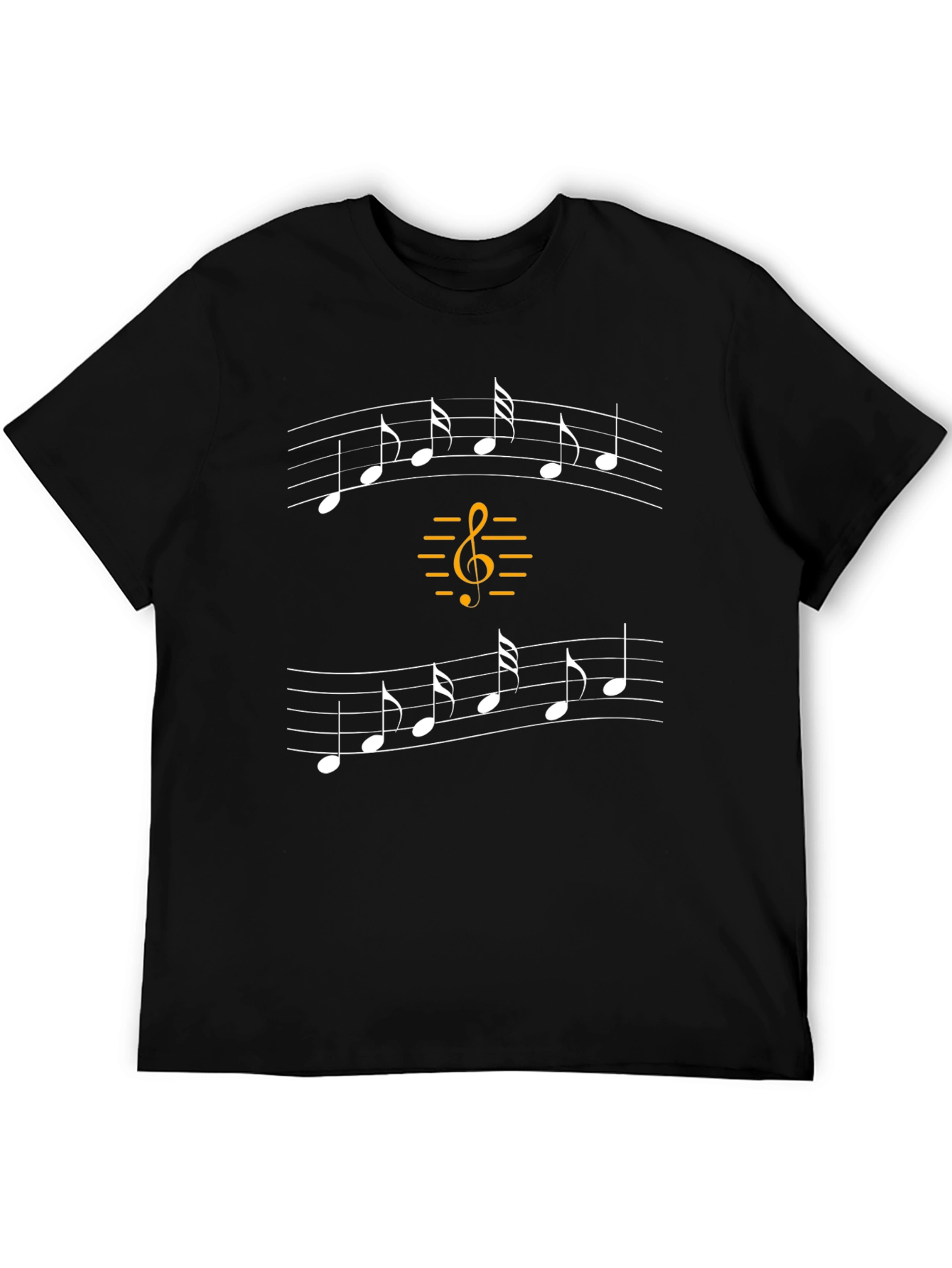 Black Music Notes T-Shirt - Stylish & Comfortable Black Tee view 5