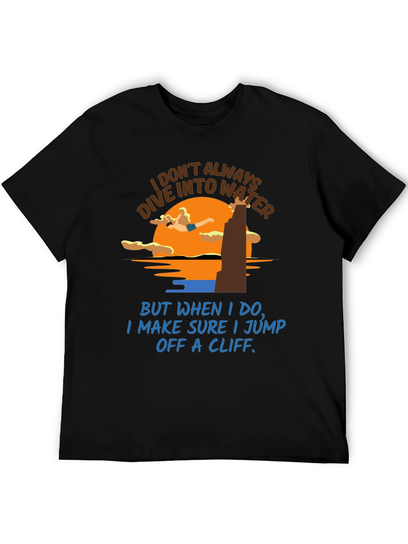 Black Cliff Diver T-Shirt: Humorous Water Sports Tee view 5