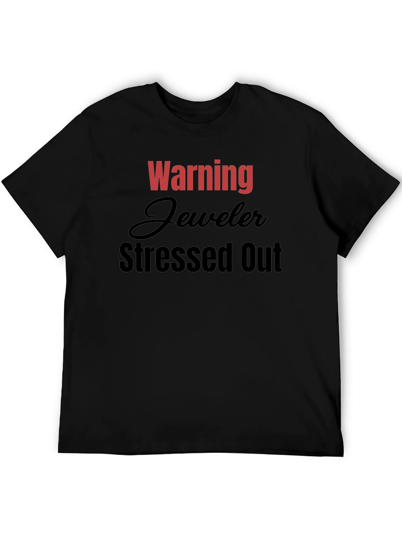 Black Warning Jeweler Stressed Out T-Shirt - Black view 5