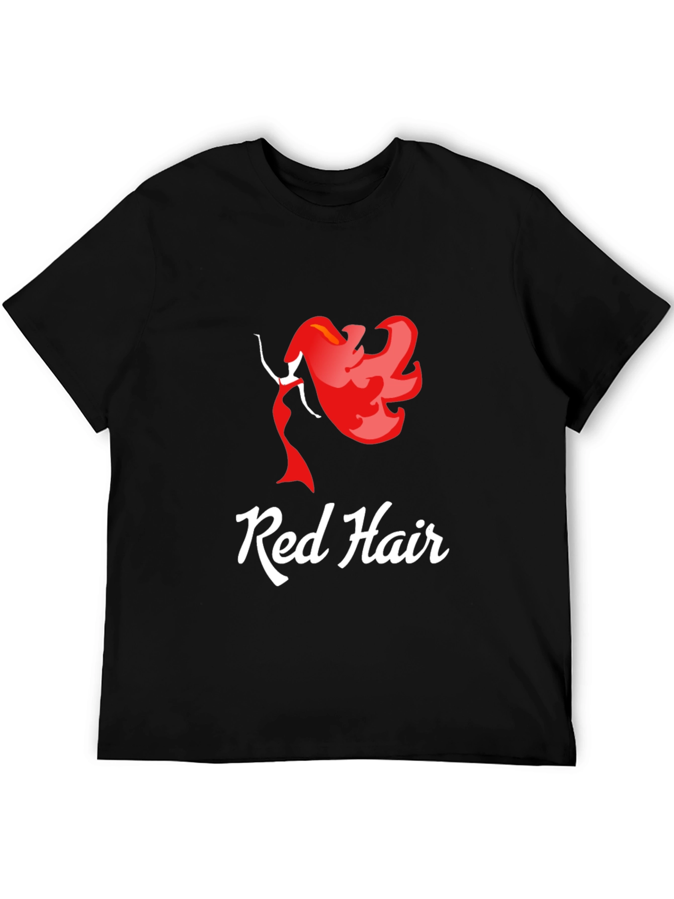 Black Red Hair Graphic T-Shirt - Unique Fashion Tee view 5