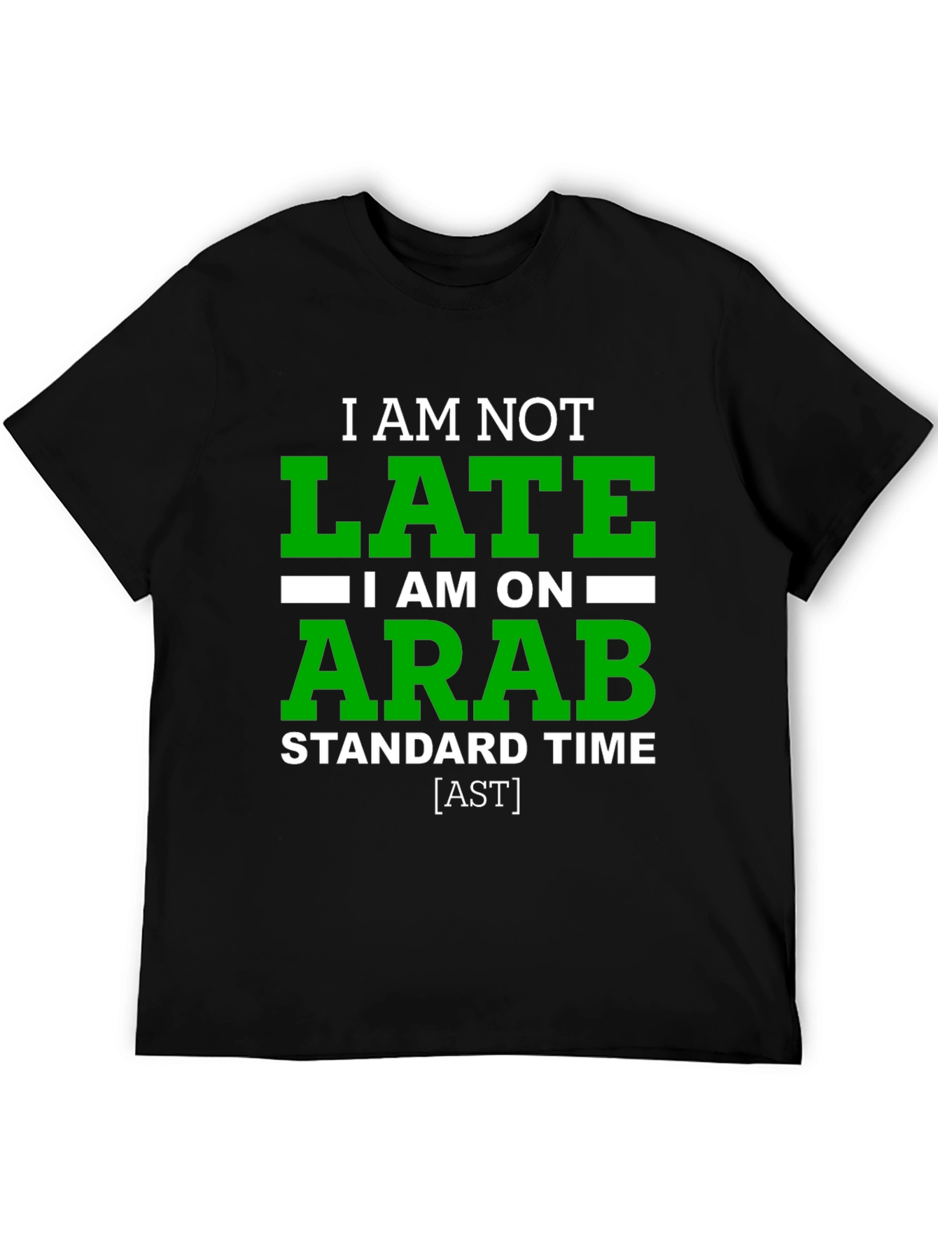 Black Funny "Arab Standard Time" Graphic Tee - Black view 5