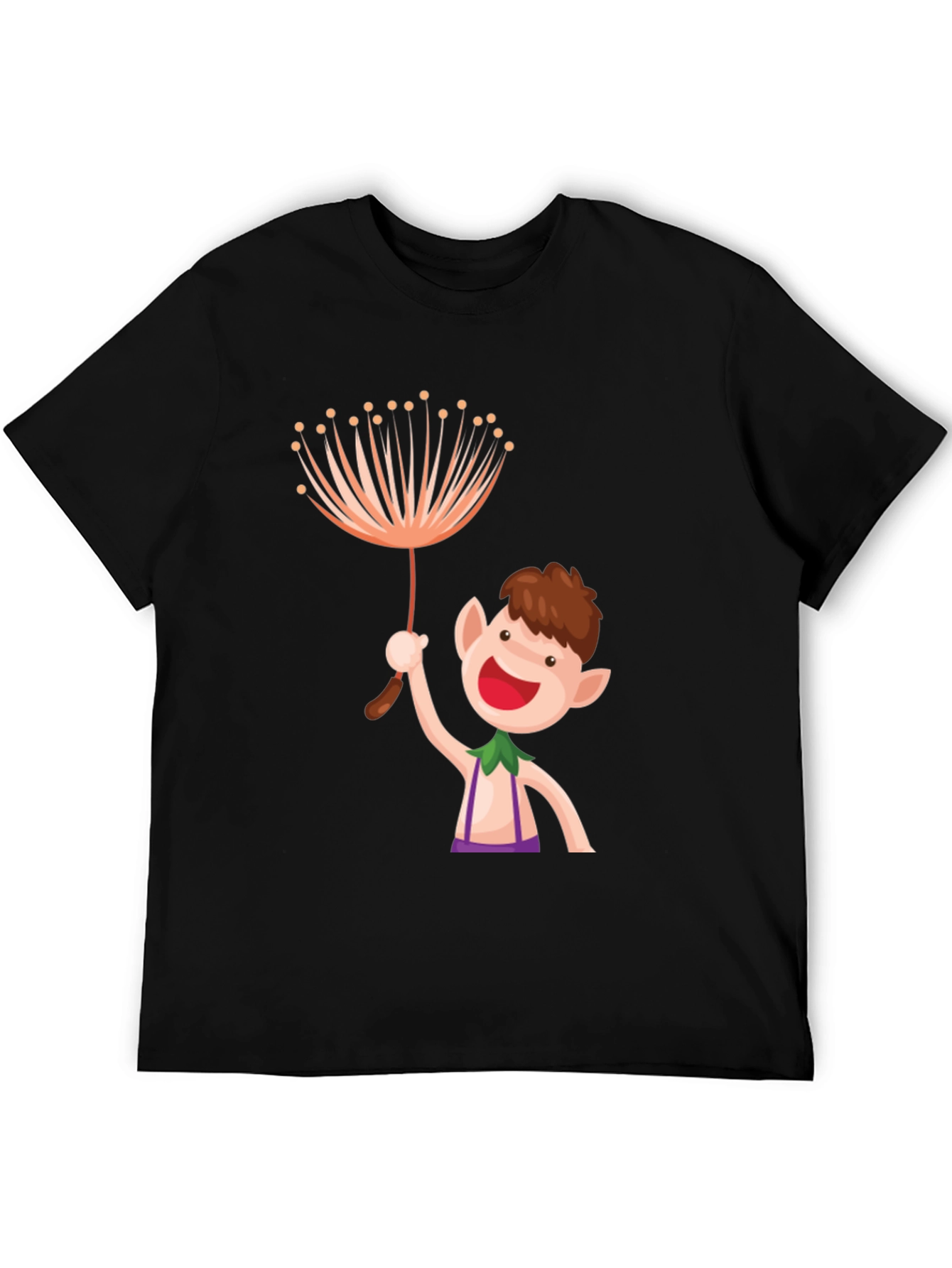 Black Whimsical Elf Graphic Tee - Black Cotton view 5