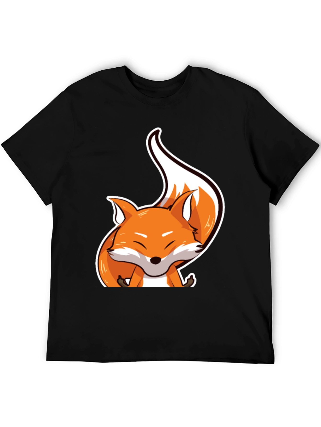 Black Cute Fox Graphic Tee - Unisex Black T-Shirt view 5