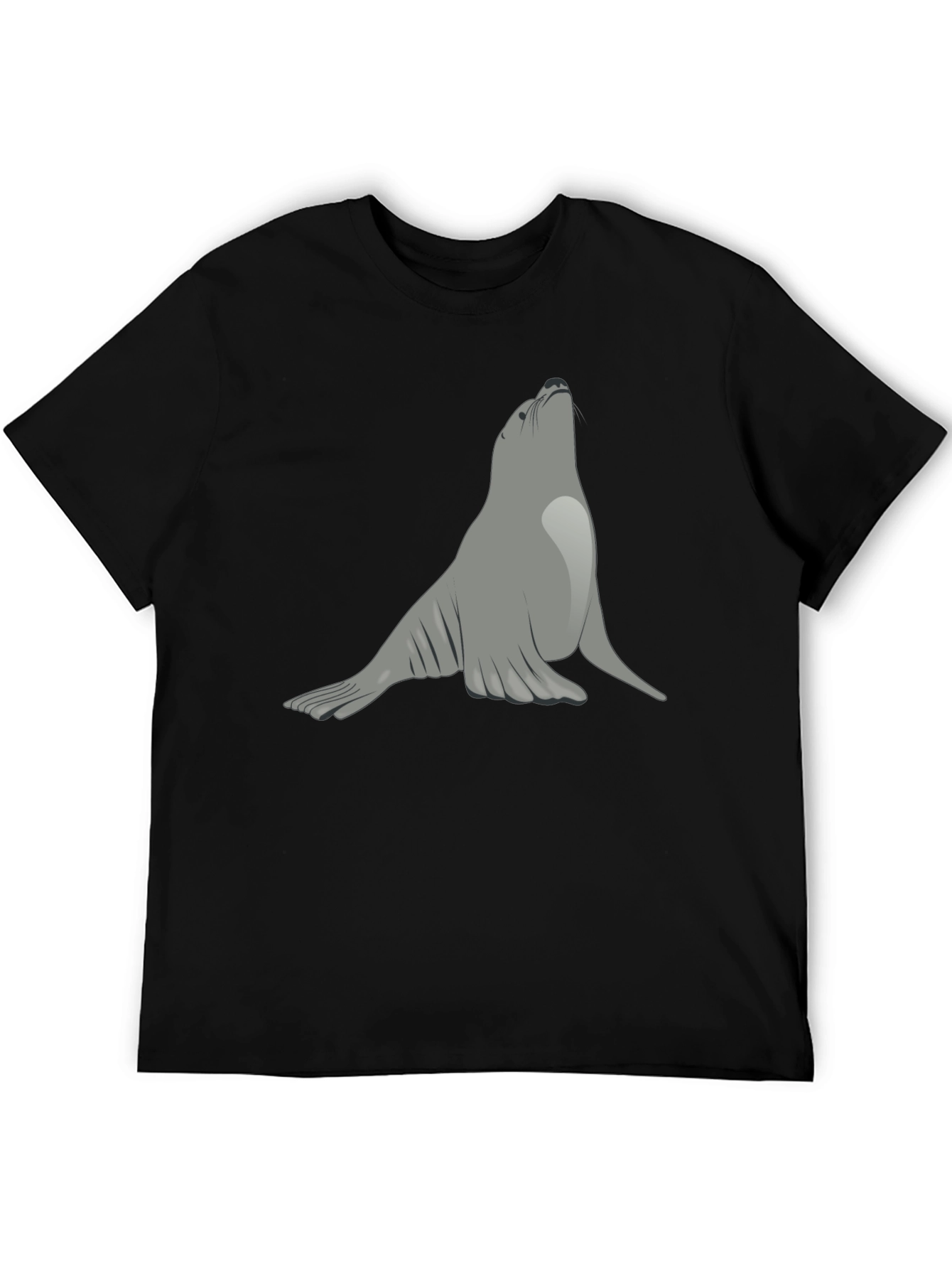 Black Seal Graphic Black T-Shirt - Unique Animal Tee view 5