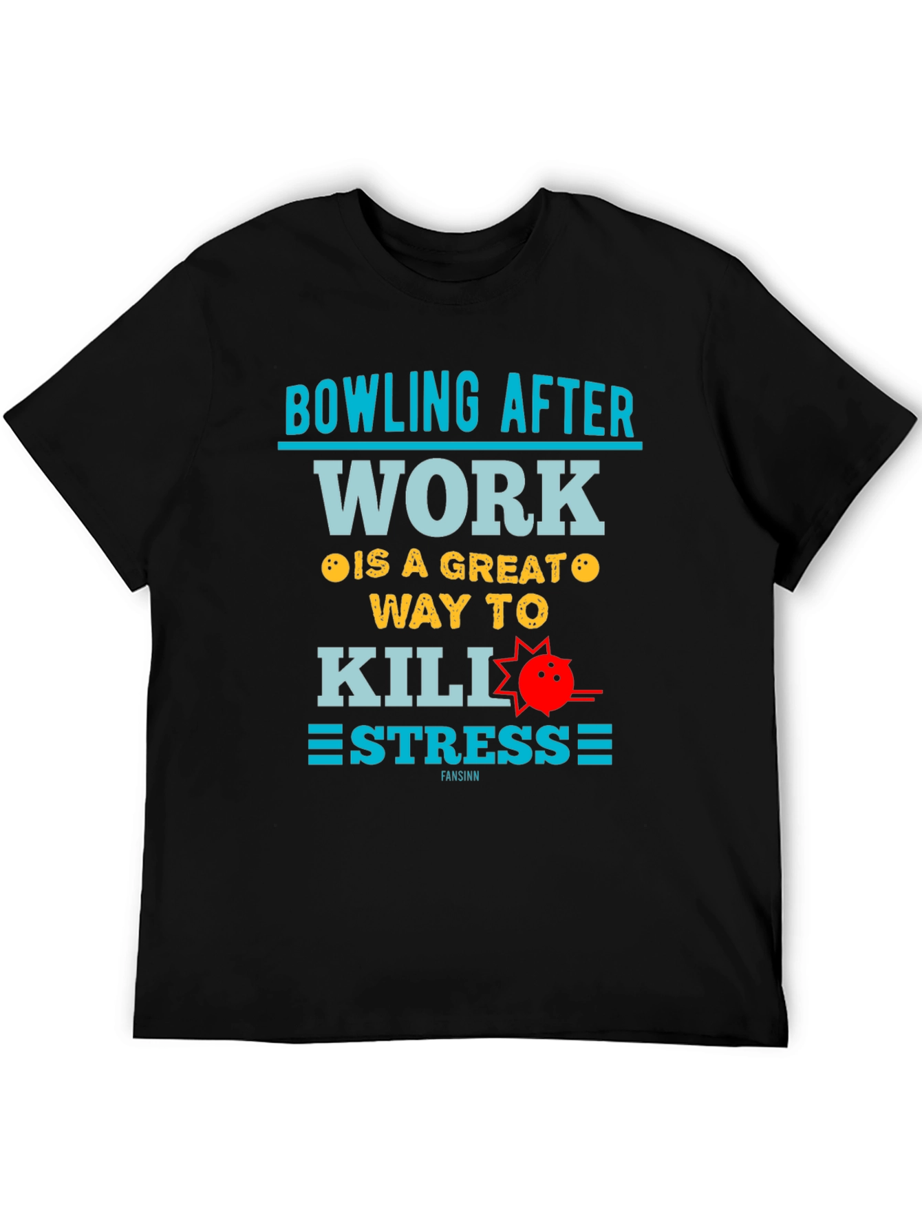 Black Bowling After Work T-Shirt - Stress Relief Tee view 5