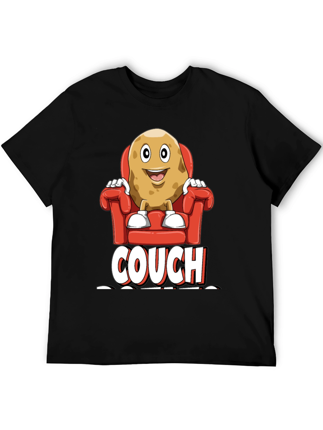 Black Couch Potato Graphic T-Shirt - Funny Relaxed Fit Tee view 5
