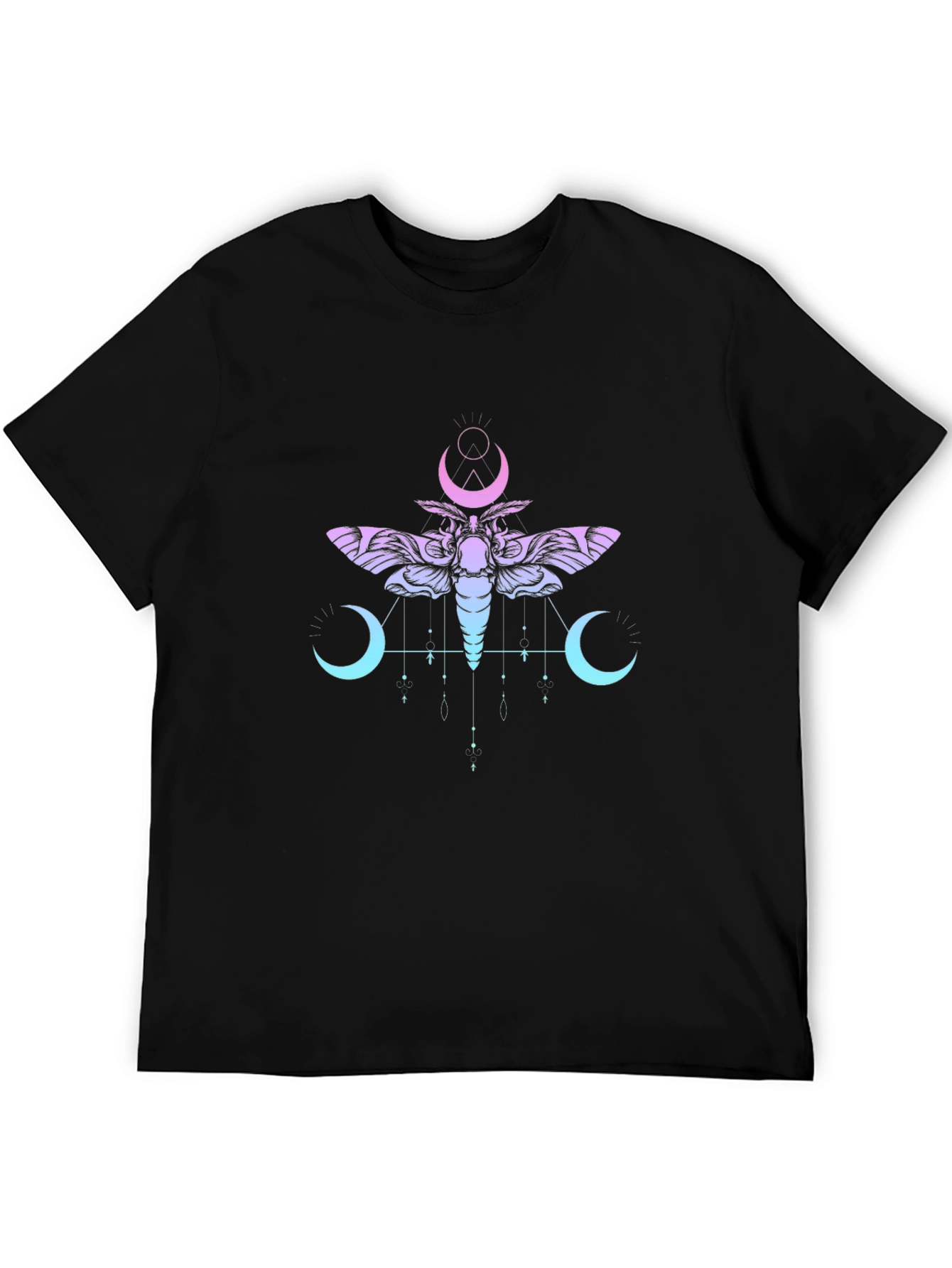 Black Moth and Moon Graphic T-Shirt - Black view 5