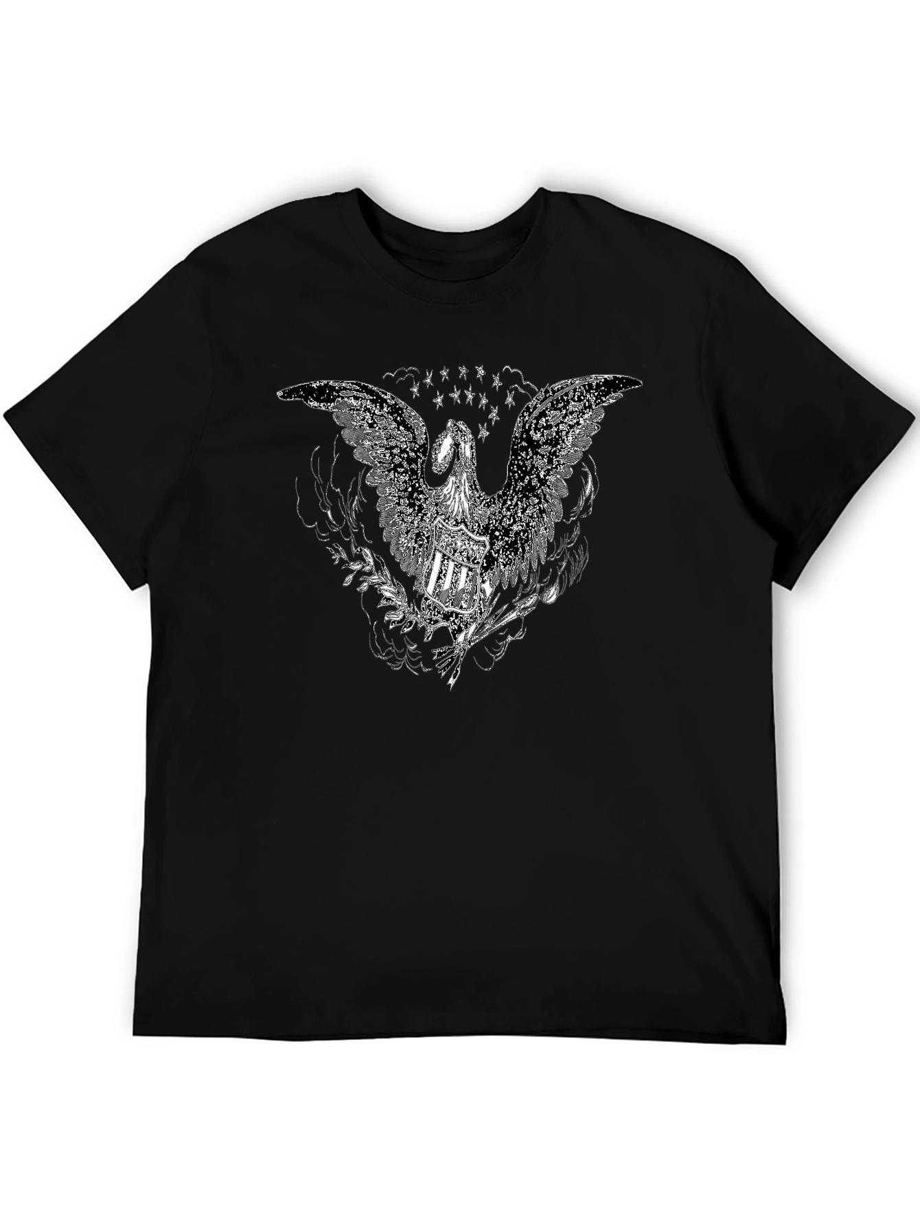 Black Black T-Shirt with Eagle Design view 5