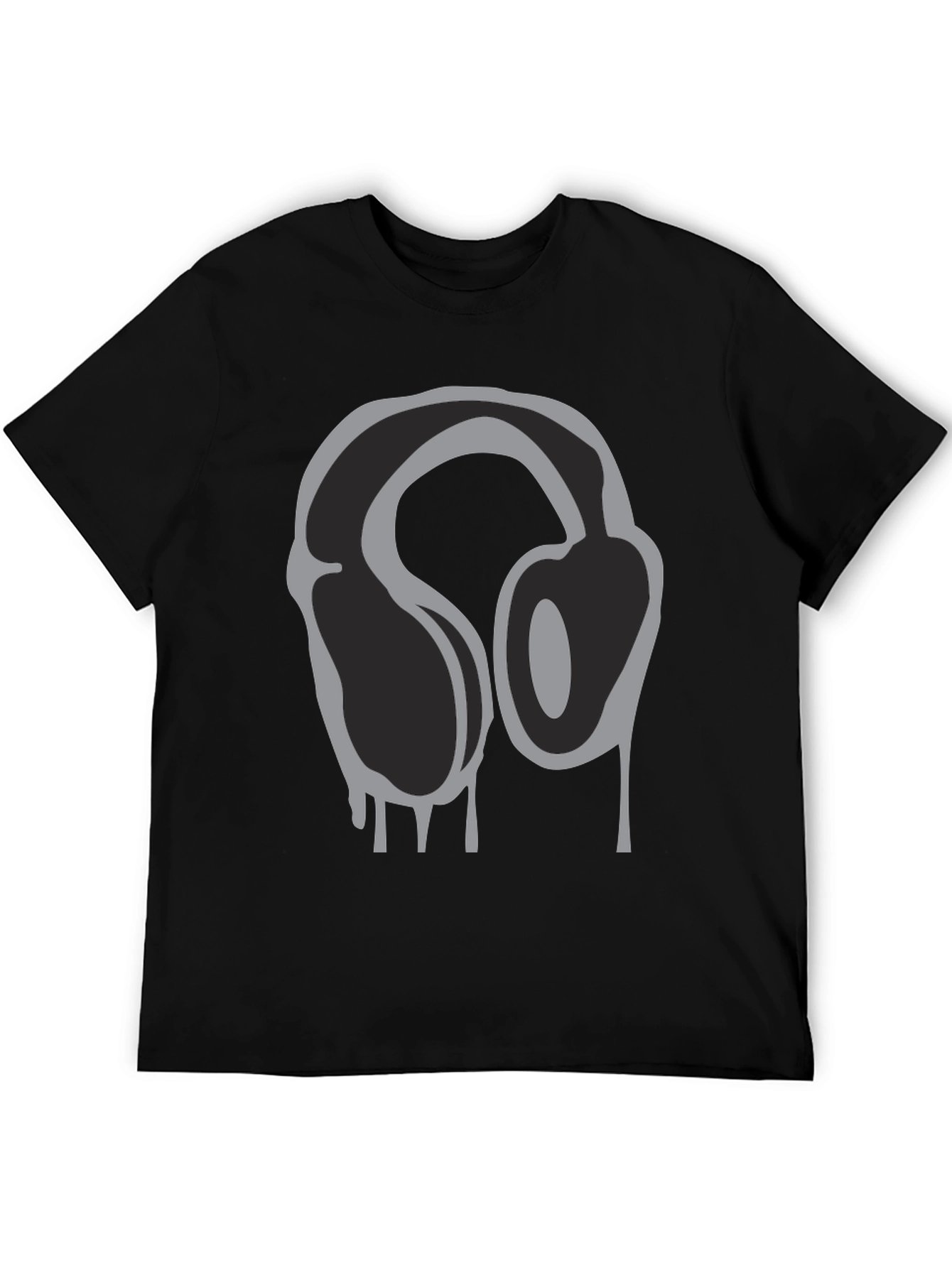 Black Headphone Drip Graphic T-Shirt - Black view 5
