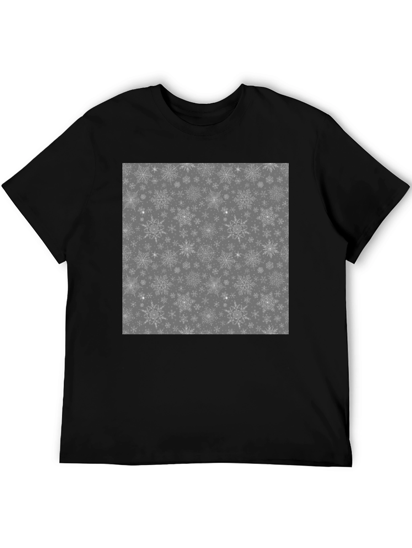 Black Snowflake Pattern Graphic T-Shirt view 5