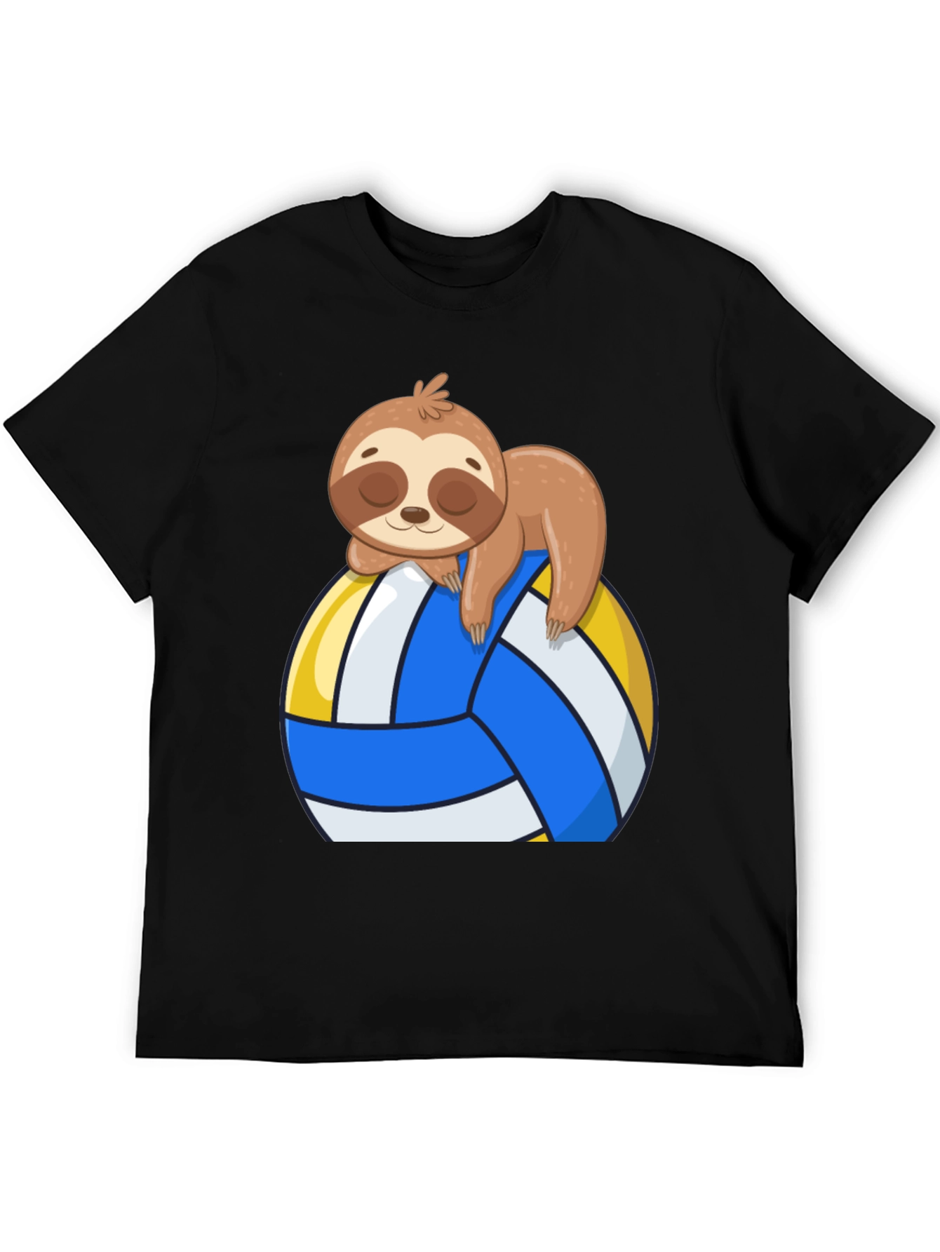 Black Sloth Volleyball T-Shirt - Cute Cartoon Sloth Design view 5