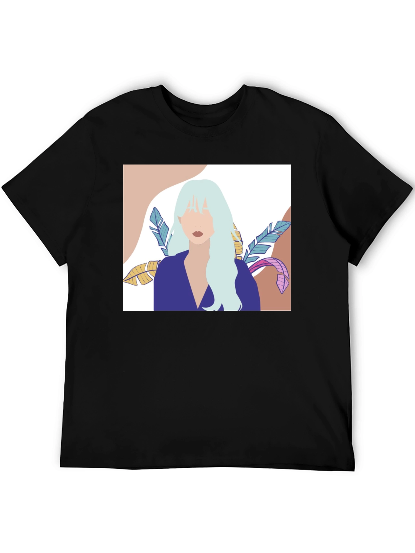 Black Abstract Woman Portrait Graphic T-Shirt - Black view 5