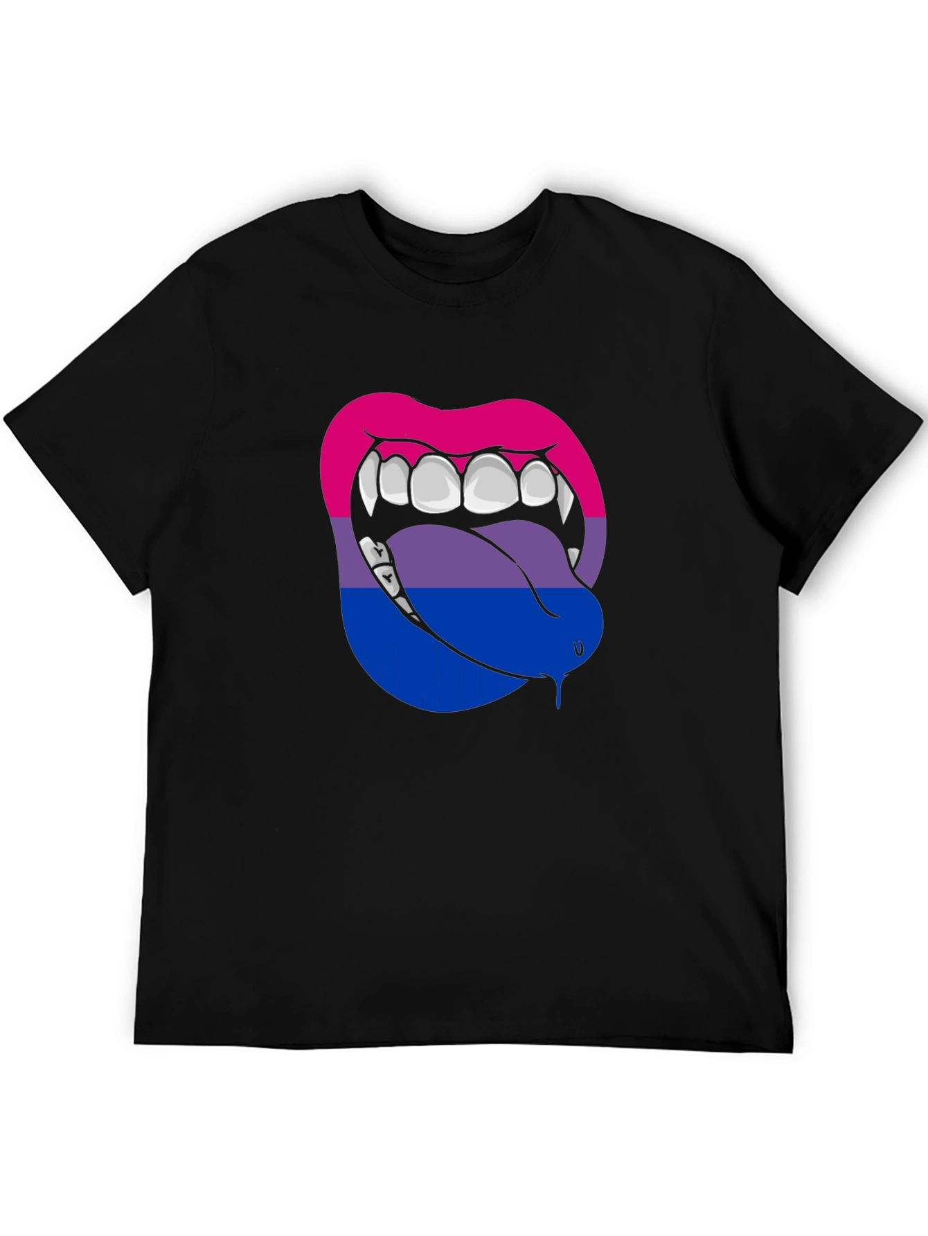 Black Bisexual Pride Vampire Lips Graphic Tee view 5