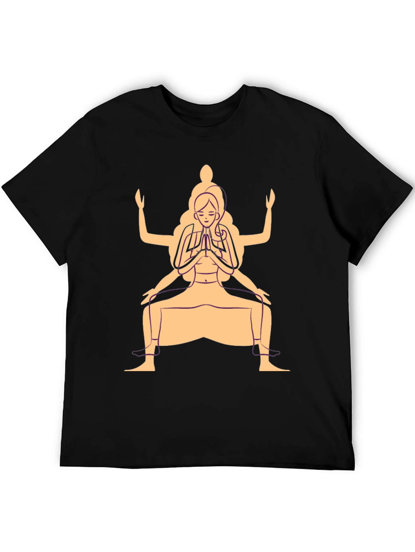 Black Yoga Pose Graphic T-Shirt - Black Cotton Blend view 5