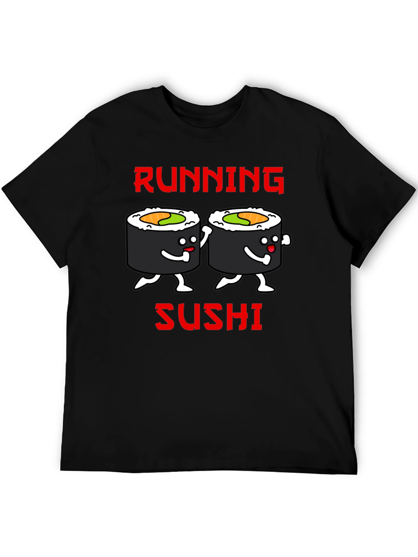 Black Running Sushi Graphic T-Shirt - Black view 5
