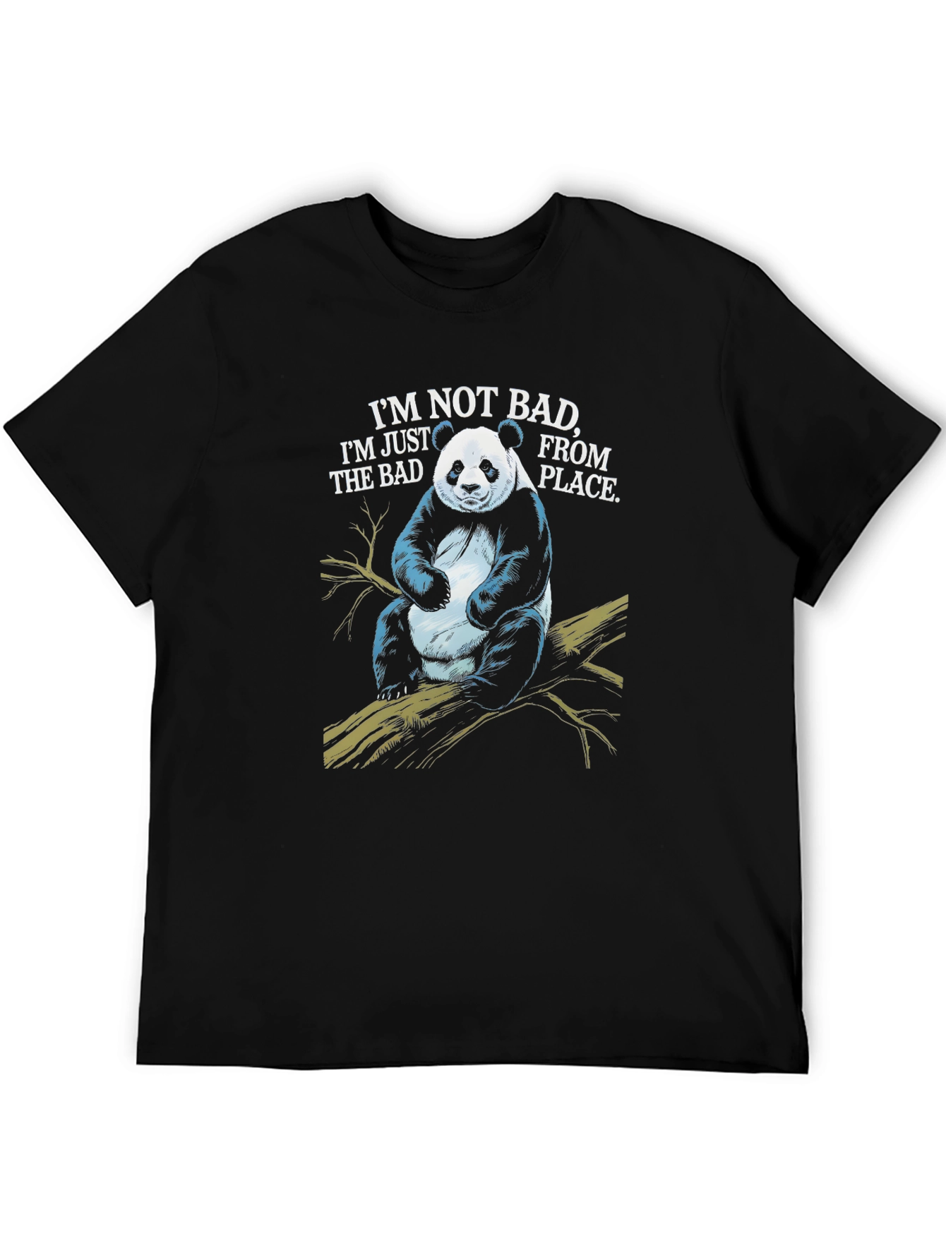 Black Panda 'Not Bad' Graphic T-Shirt - Funny Men's Tee view 5