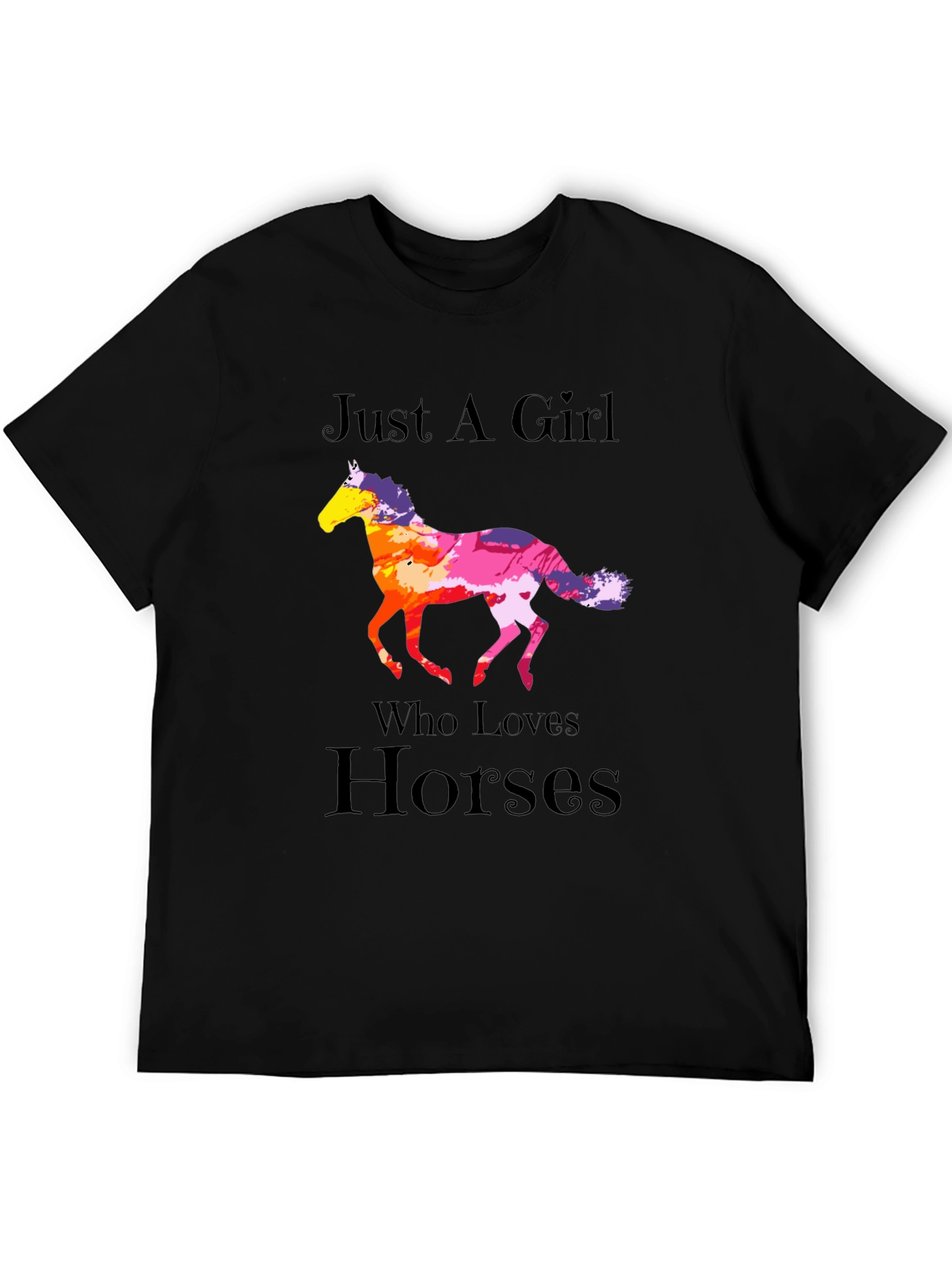 Black Just A Girl Who Loves Horses T-Shirt view 5