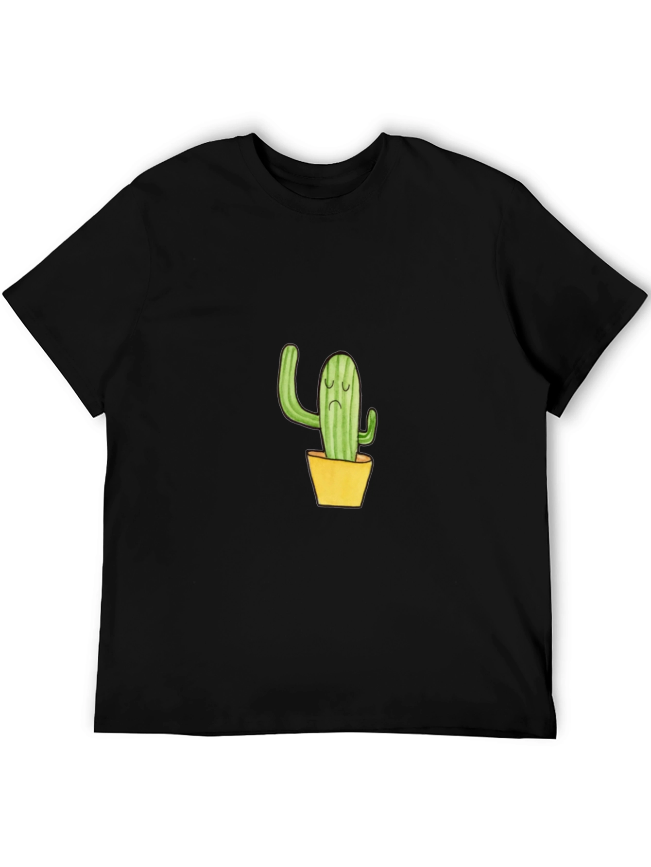 Sad Cactus Graphic Tee - Black Cotton T-Shirt - 5
