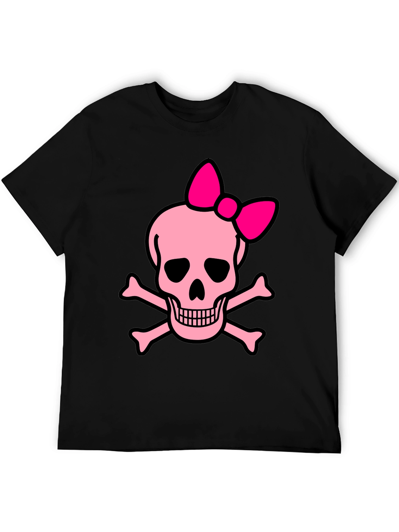 Black Pink Skull & Crossbones Bow T-Shirt view 5