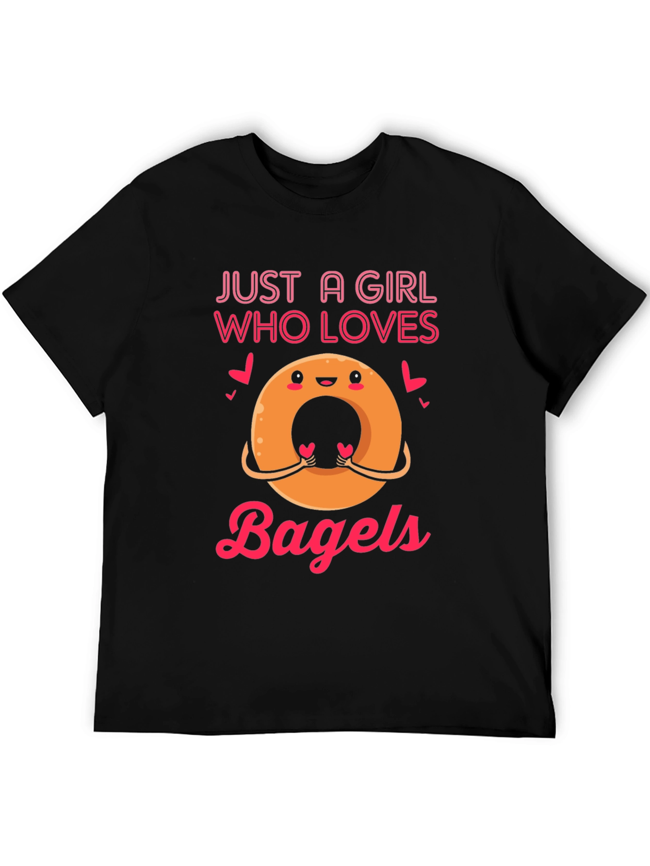 Black Just a Girl Who Loves Bagels T-Shirt Funny Cute Foodie Tee view 5