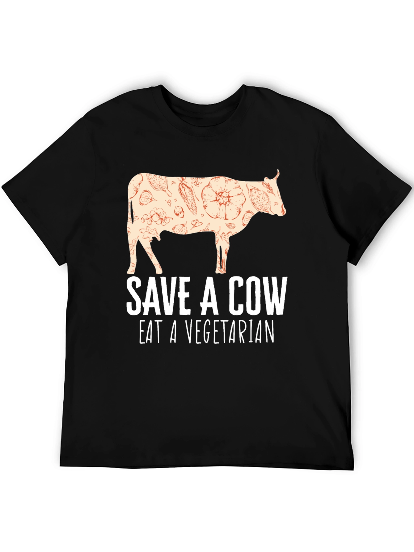 Black Save a Cow Eat a Vegetarian T-Shirt view 5
