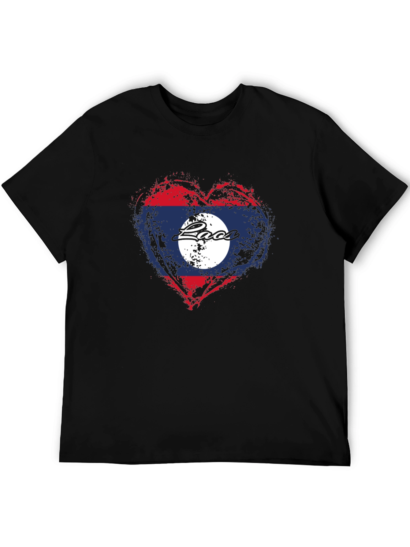 Black Laos Flag Heart T-Shirt - Graphic Print view 5