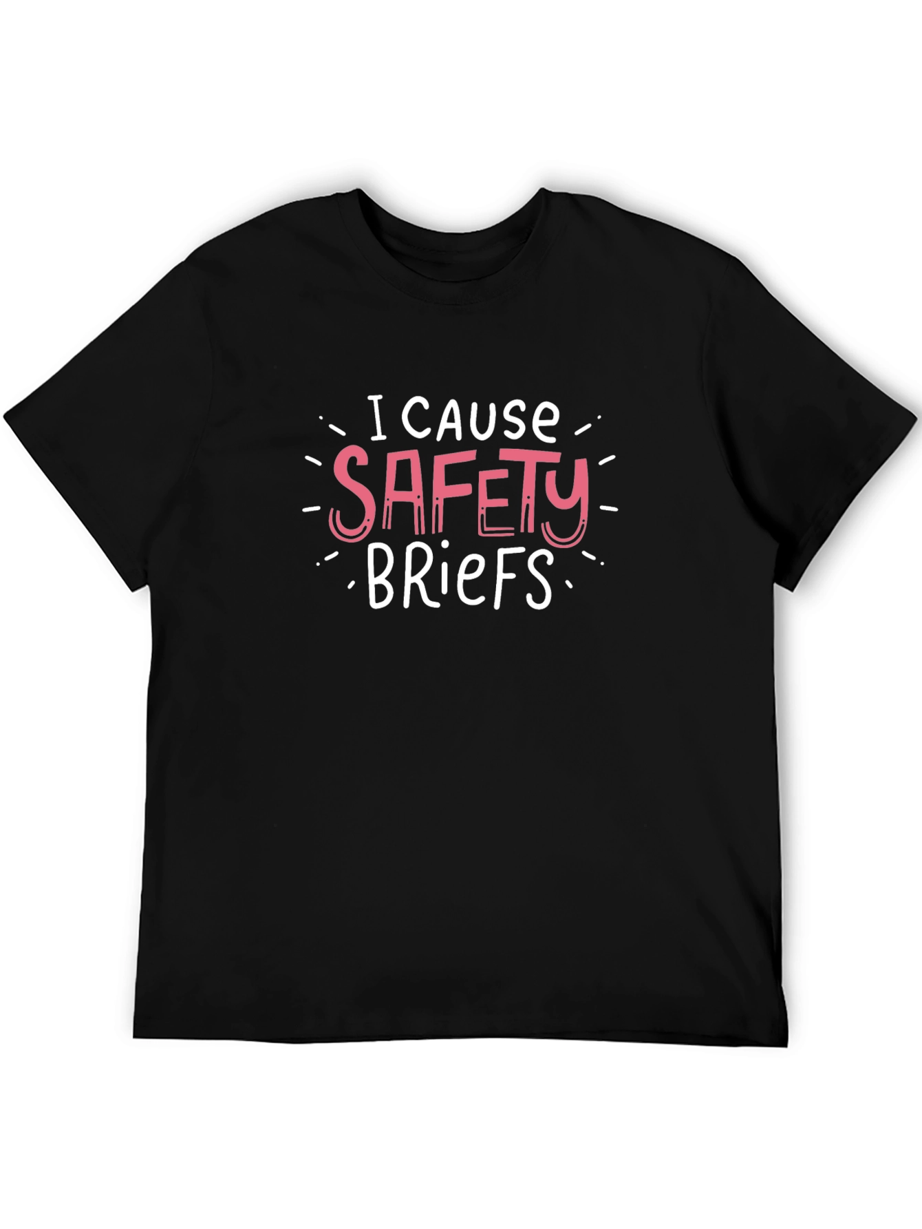 Black I Cause Safety Briefs Black T-Shirt view 5