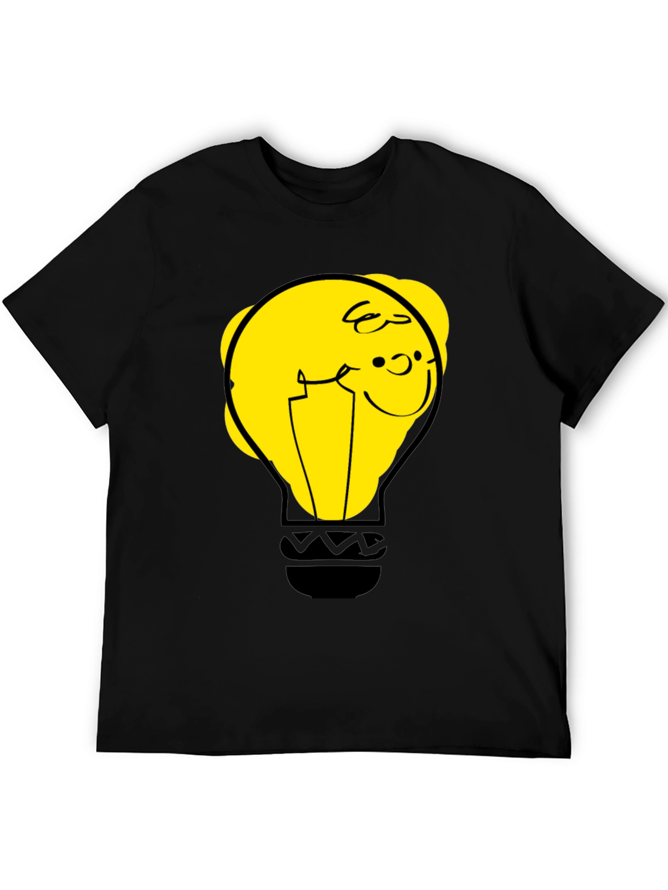 Black Funny Cartoon Light Bulb Graphic Tee view 5
