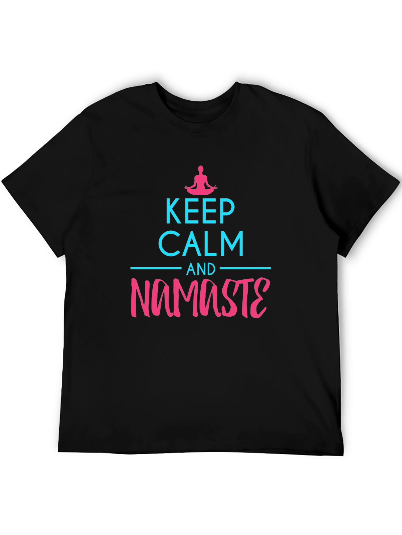 Black Keep Calm and Namaste Graphic Tee view 5