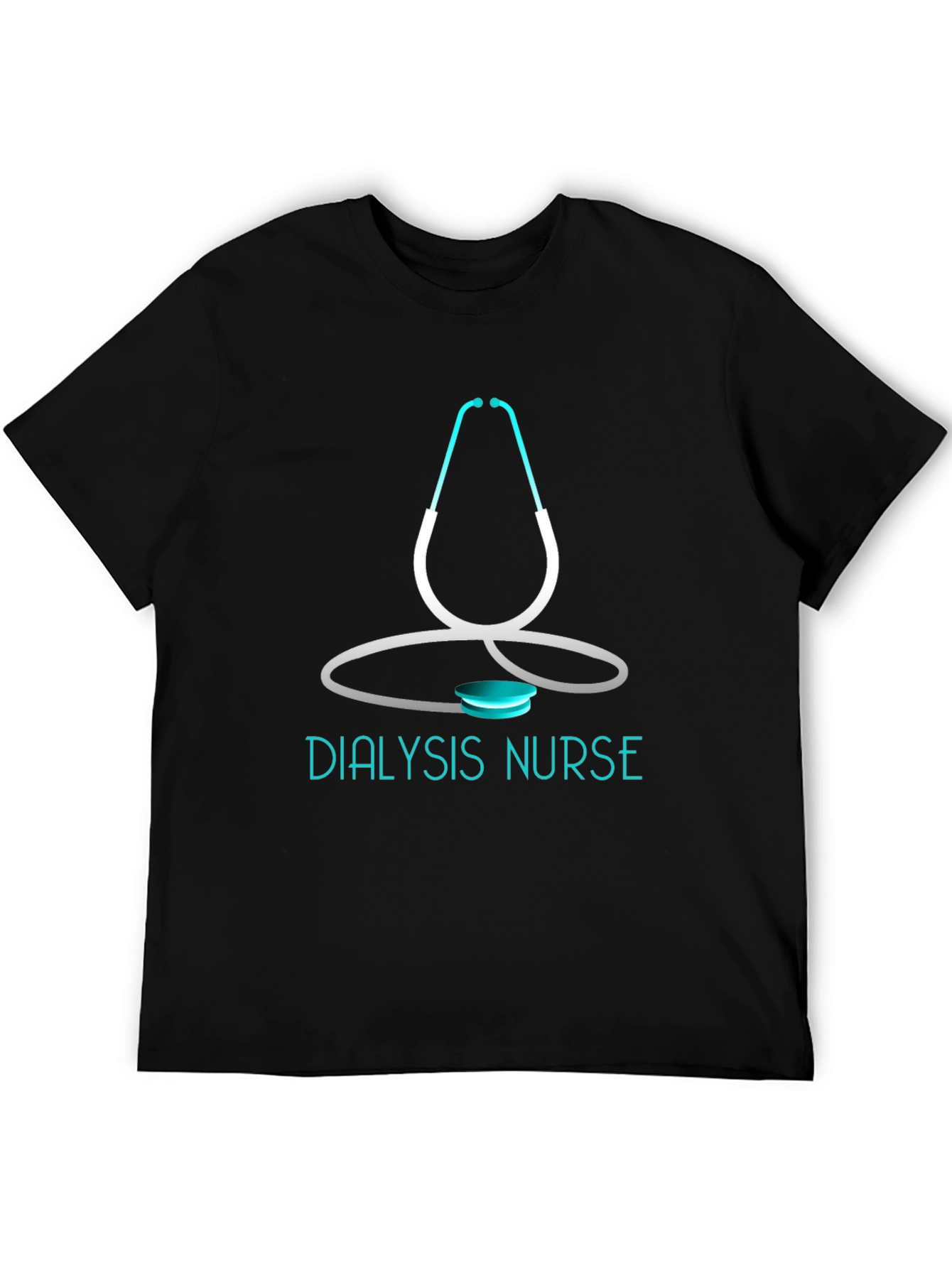 Black Dialysis Nurse Stethoscope Graphic T-Shirt view 5