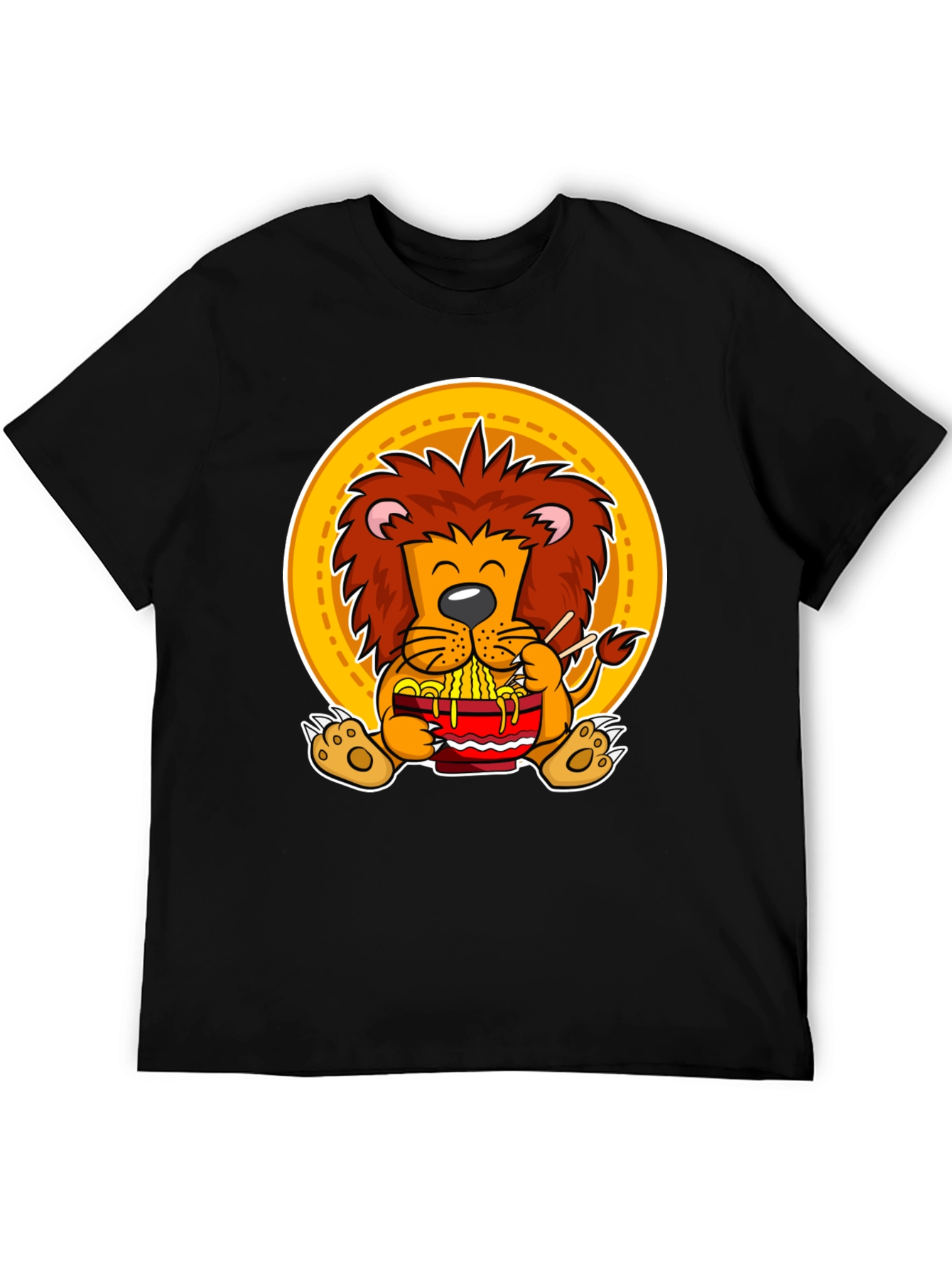 Black Lion Ramen T-Shirt: Cute Animal Graphic Tee for Noodle Lovers view 5