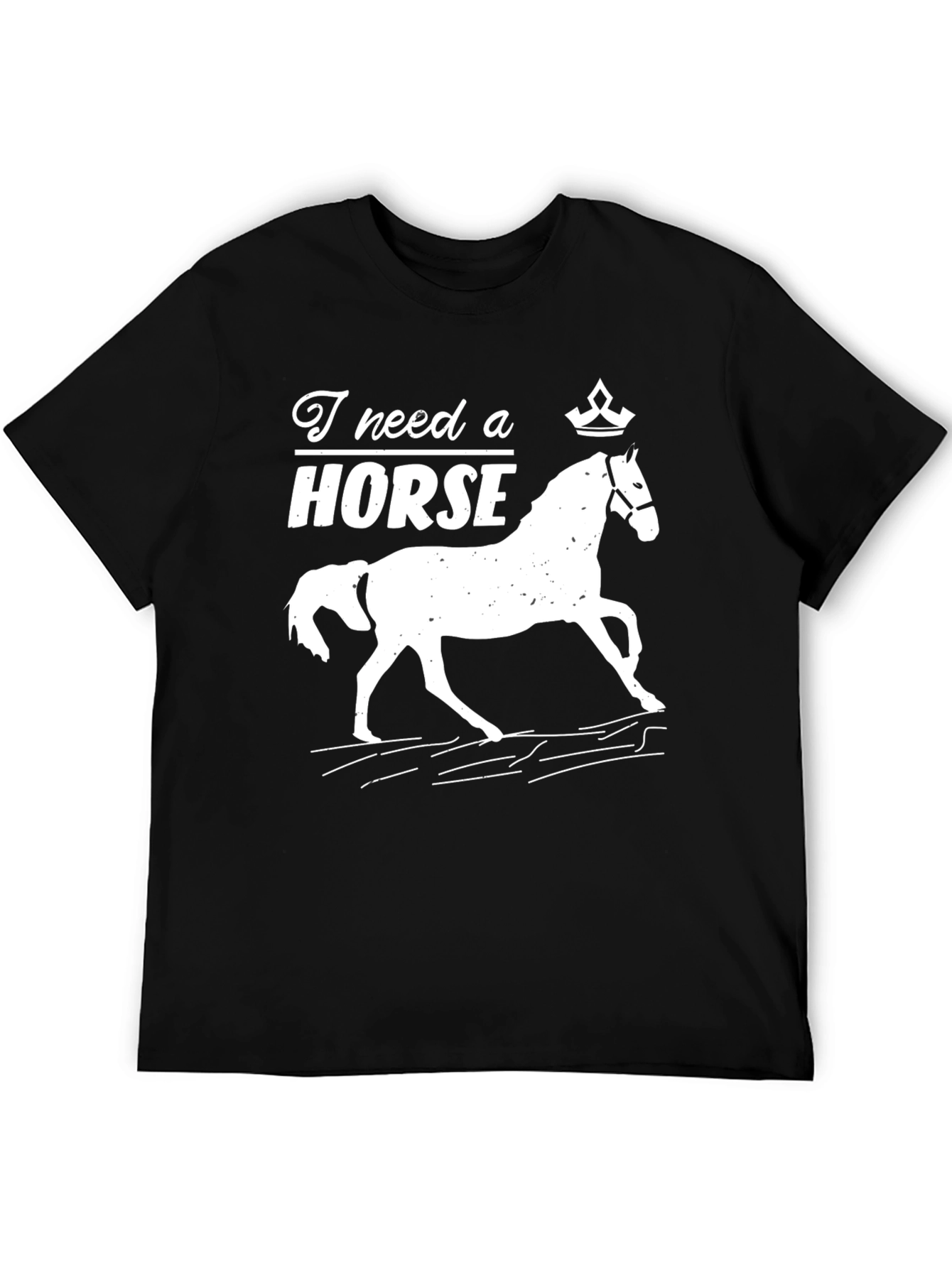 Black I Need a Horse Graphic Tee - Black Cotton T-Shirt view 5