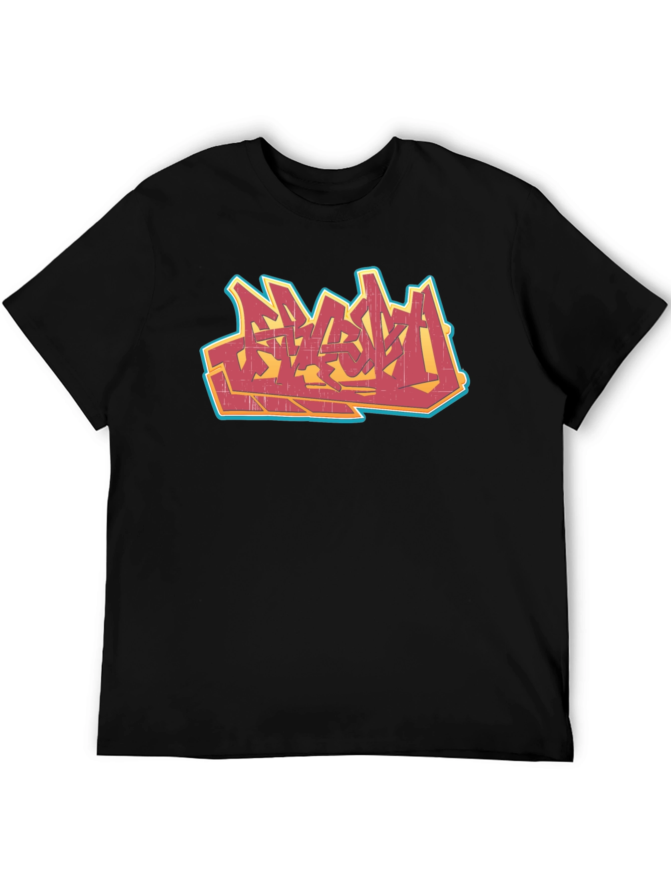 Black Urban Graffiti Graphic Tee - Black Cotton T-Shirt view 5