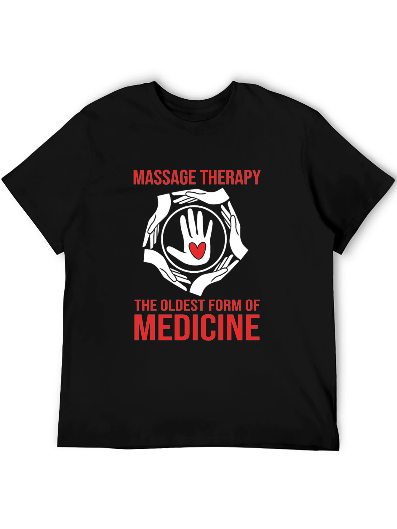 Black Massage Therapy T-Shirt: The Oldest Medicine view 5