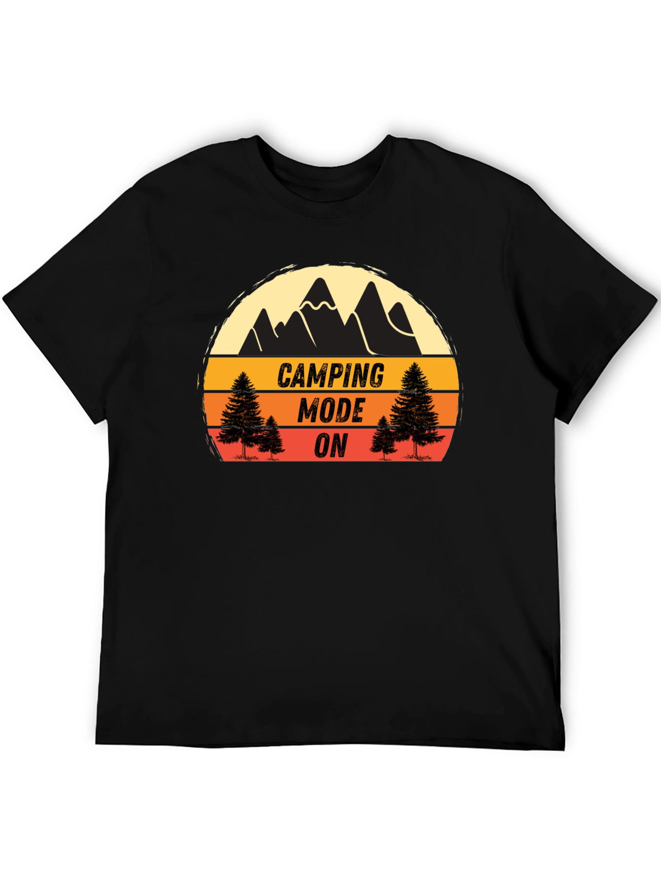 Black Camping Mode On Black T-Shirt view 5