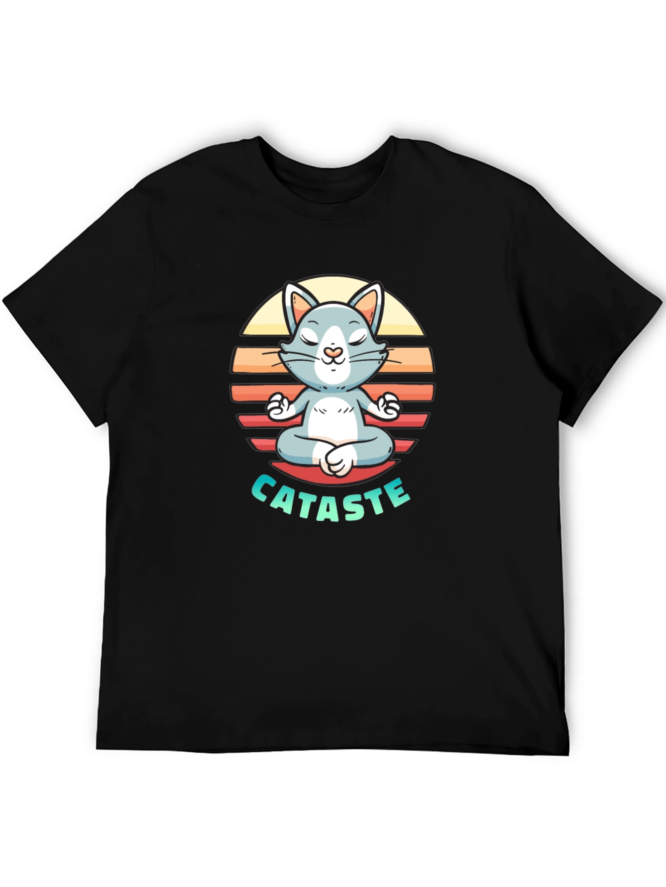 Black Cataste Yoga Cat T-Shirt - Meditating Funny Tee view 5