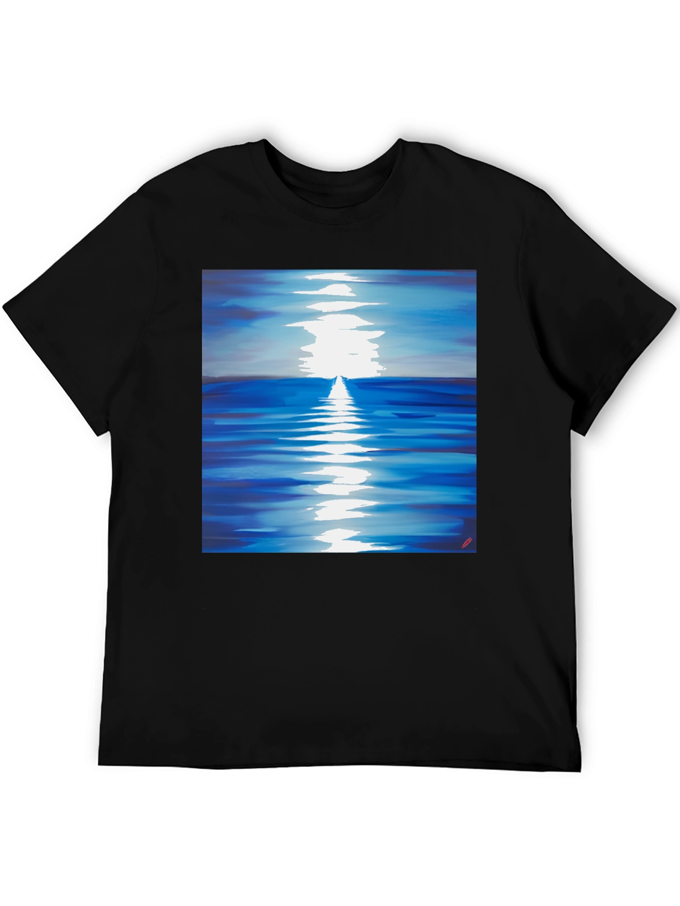 Black Ocean Reflection Graphic Tee - Black Unisex T-Shirt view 5